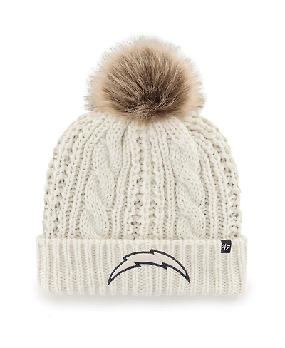 Women's '47 Cream Los Angeles Chargers Meeko Logo Cuffed Knit Hat