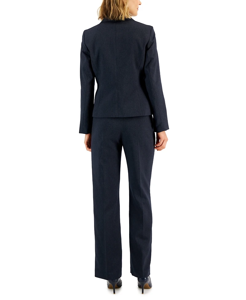Le Suit Women's Two-Button Pinstriped Pantsuit Set