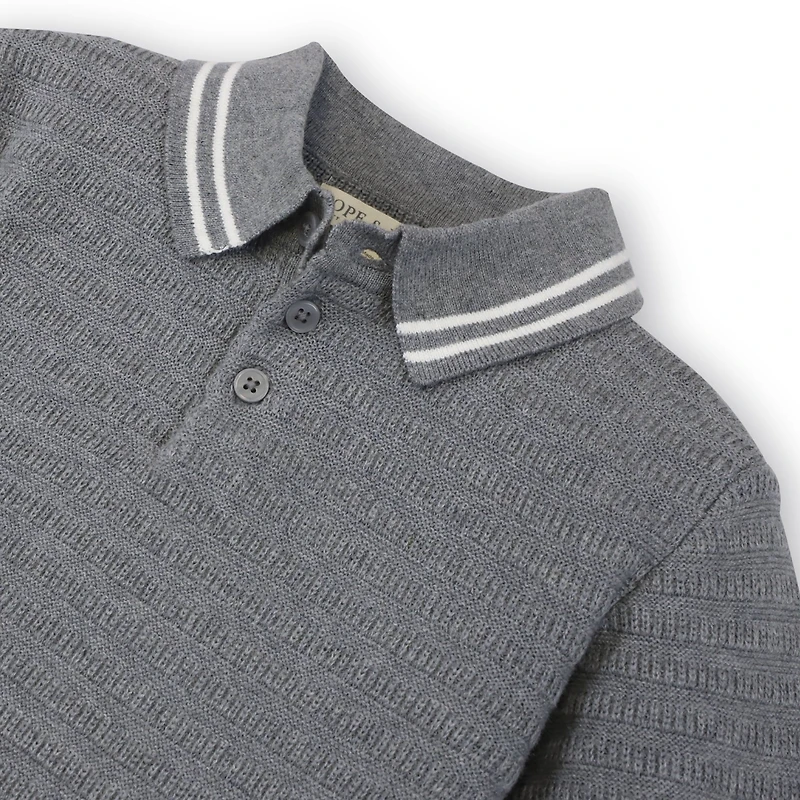 Hope & Henry Baby Boys Short Sleeve Sweater Polo with Tipping