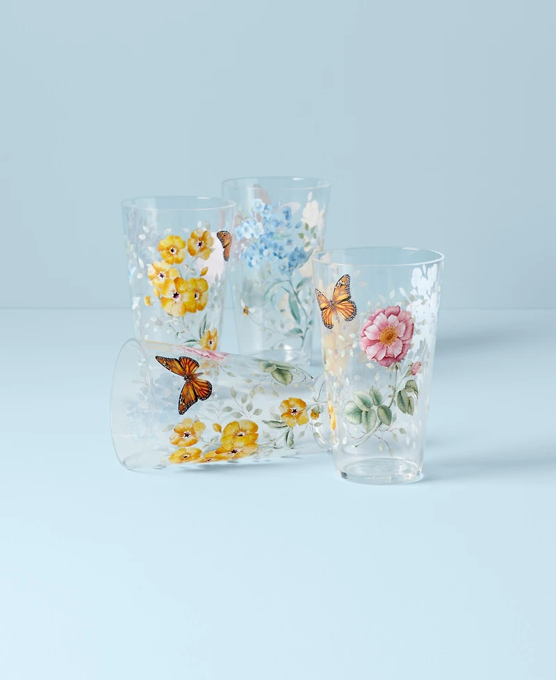Lenox Butterfly Meadow Acrylic Highball Glasses, Set of 4