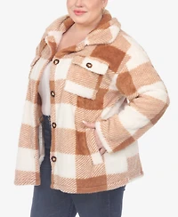 White Mark Plus Plaid Shacket Jacket