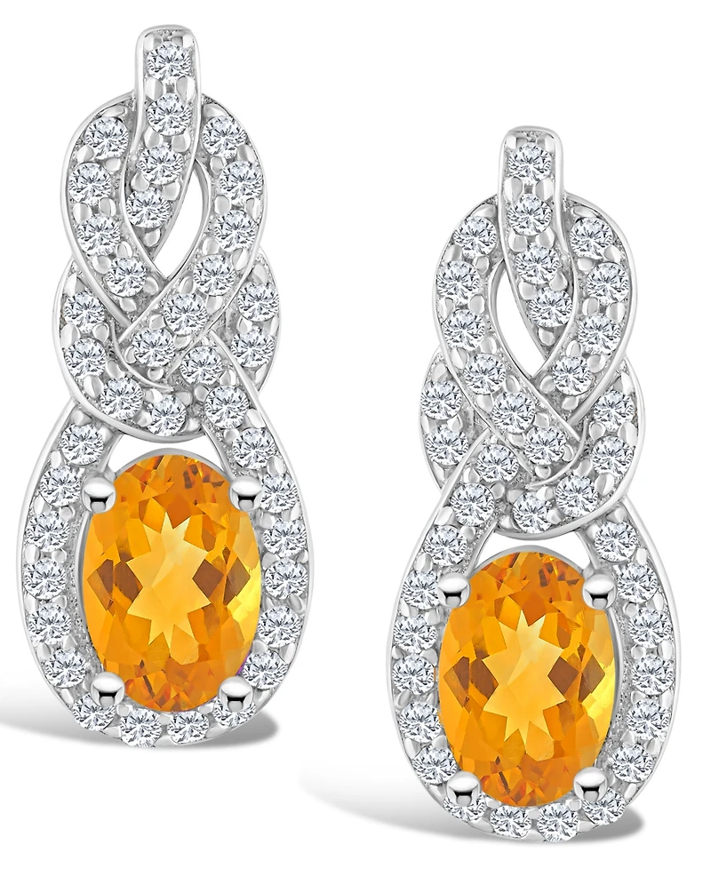 Macy's Topaz (3/4 ct. t.w.) Halo Drop Earrings Sterling Silver