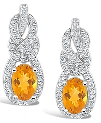 Macy's Topaz (3/4 ct. t.w.) Halo Drop Earrings Sterling Silver