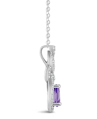 Macy's Topaz (3/8 ct. t.w.) Halo Pendant Necklace Sterling Silver