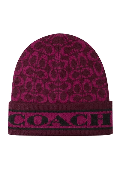 Coach Women's Signature Logo Soft Rib Knit Cuff Beanie