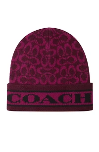 Coach Women's Signature Logo Soft Rib Knit Cuff Beanie