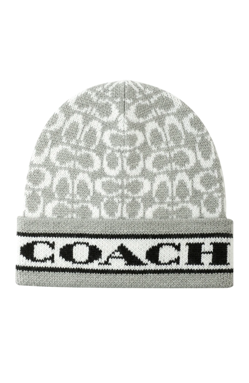 Coach Women's Signature Logo Soft Rib Knit Cuff Beanie