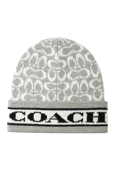 Coach Women's Signature Logo Soft Rib Knit Cuff Beanie