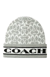 Coach Women's Signature Logo Soft Rib Knit Cuff Beanie