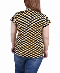 Ny Collection Plus Short Flutter Sleeve Mock Neck Top