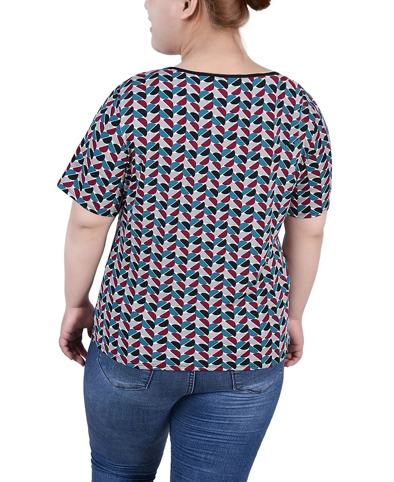 Ny Collection Plus Short Sleeve with Ring Details Top