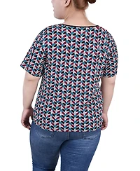 Ny Collection Plus Short Sleeve with Ring Details Top