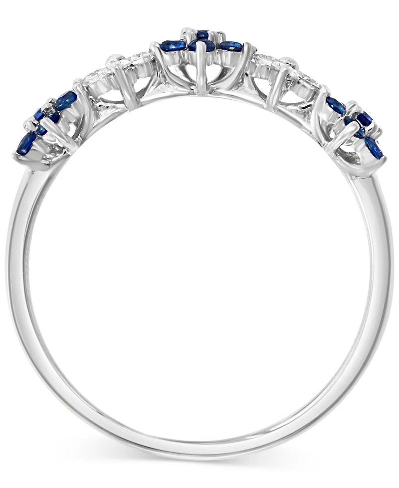 Lali Jewels Sapphire (3/8 ct. t.w.) & Diamond (1/6 Flower Band 14k White Gold