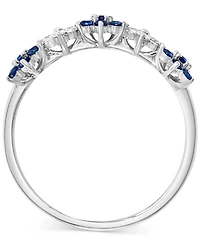 Lali Jewels Sapphire (3/8 ct. t.w.) & Diamond (1/6 Flower Band 14k White Gold