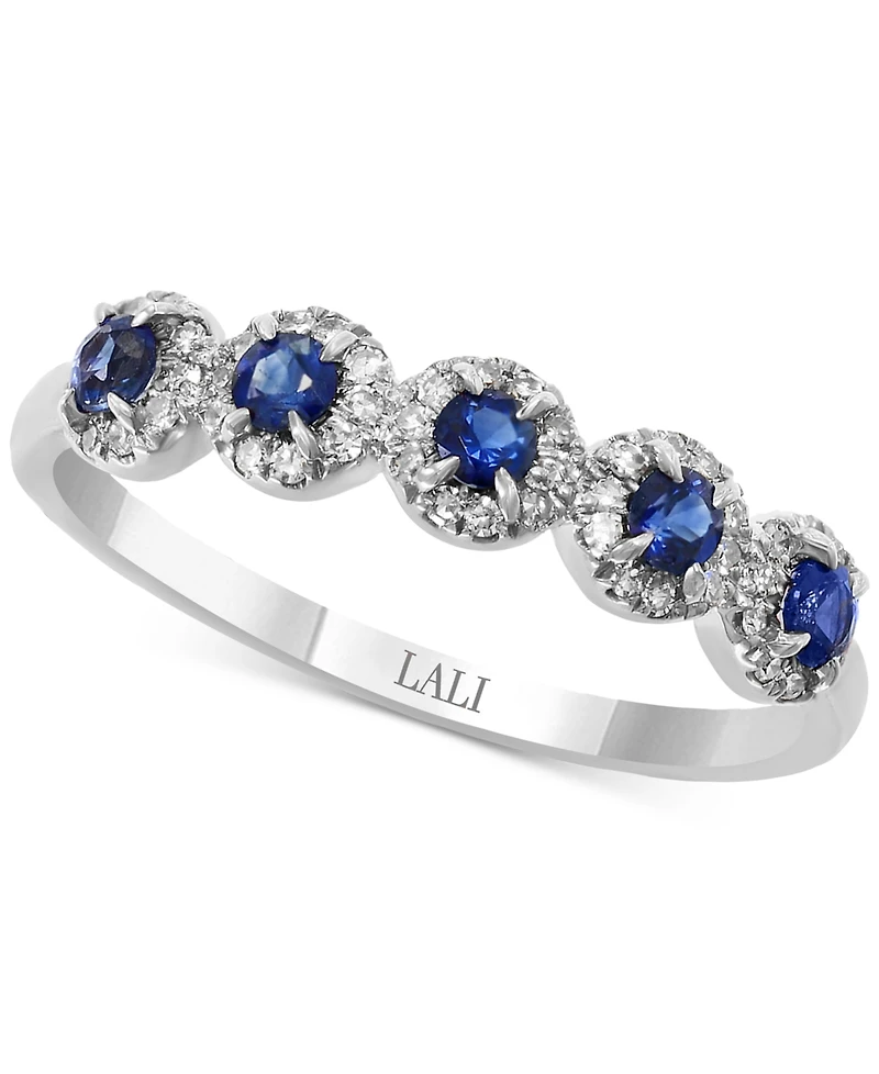 Lali Jewels Sapphire (1/3 ct. t.w.) & Diamond (1/6 Cluster Band 14k Rose Gold or White