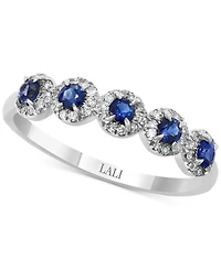 Lali Jewels Sapphire (1/3 ct. t.w.) & Diamond (1/6 Cluster Band 14k Rose Gold or White