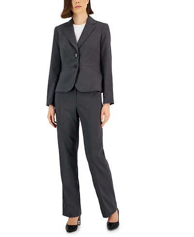 Le Suit Women's Two-Button Pinstriped Pantsuit