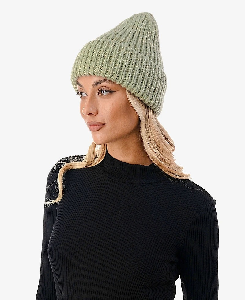 Marcus Adler Women's Lurex Ribbed Knit Cuff Beanie