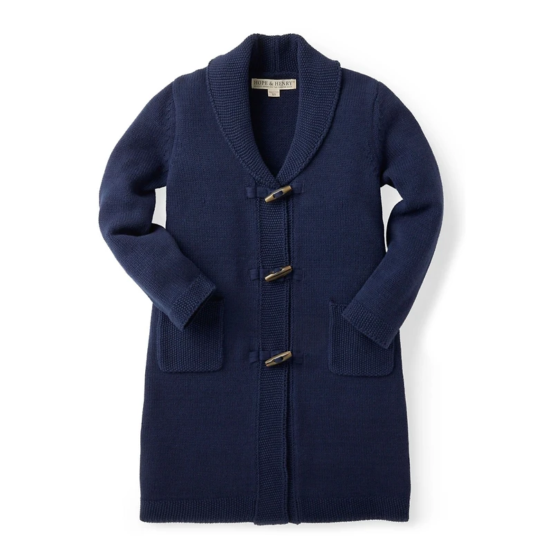Hope & Henry Baby Girls Tunic Cardigan with Shawl Collar