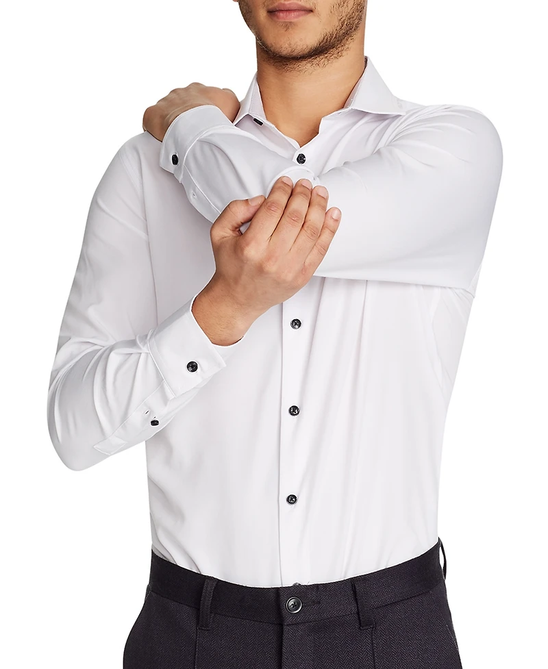ConStruct Men's Slim-Fit Solid Performance Stretch Cooling Comfort Dress Shirt