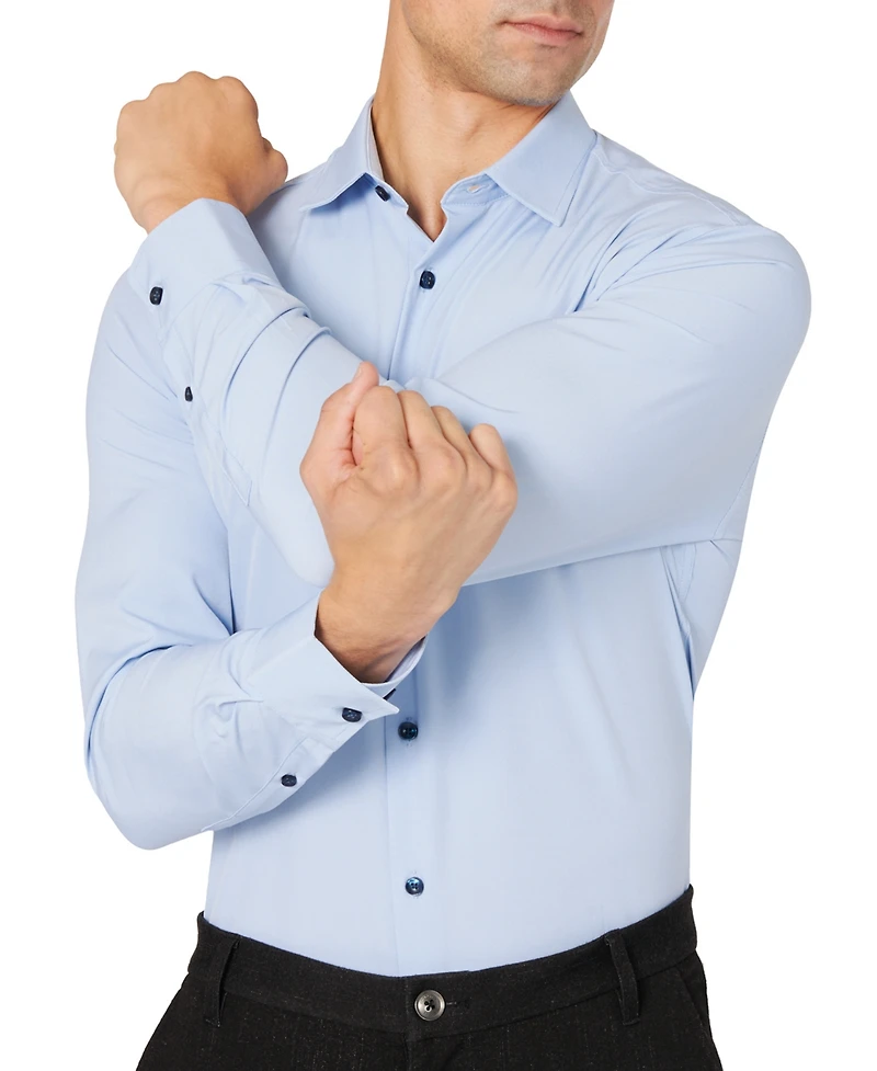 ConStruct Men's Slim-Fit Solid Performance Stretch Cooling Comfort Dress Shirt