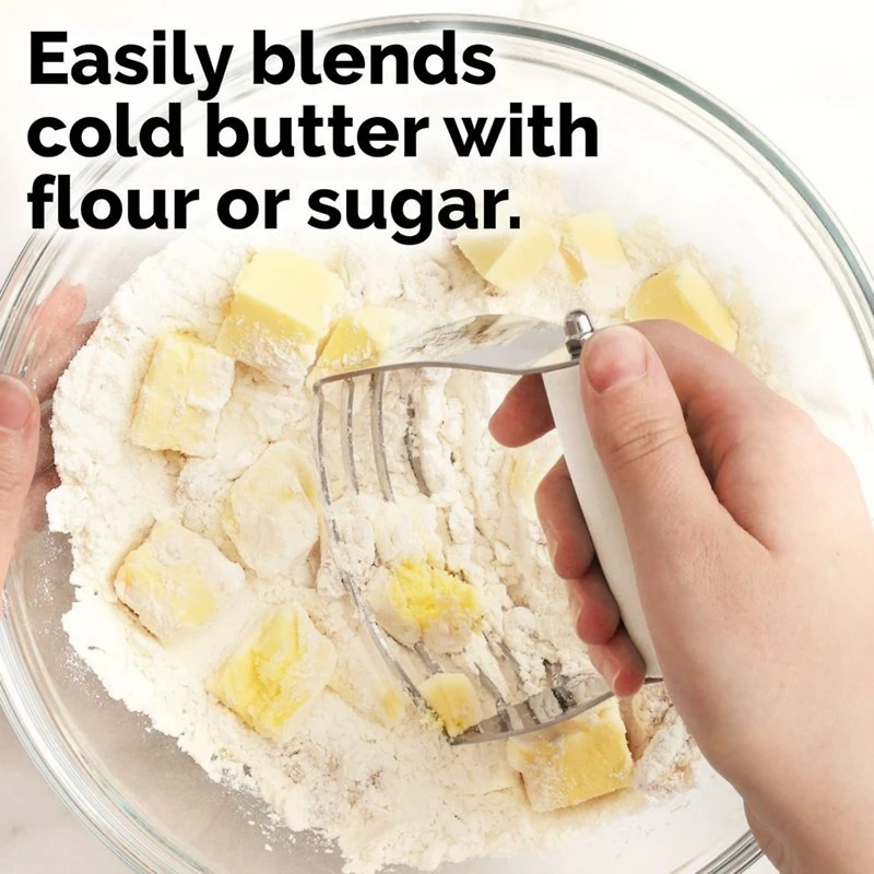 Zulay Kitchen Stainless Steel Dough Blender, Pastry Cutter, Heavy Duty Blender and Cutter with Blades