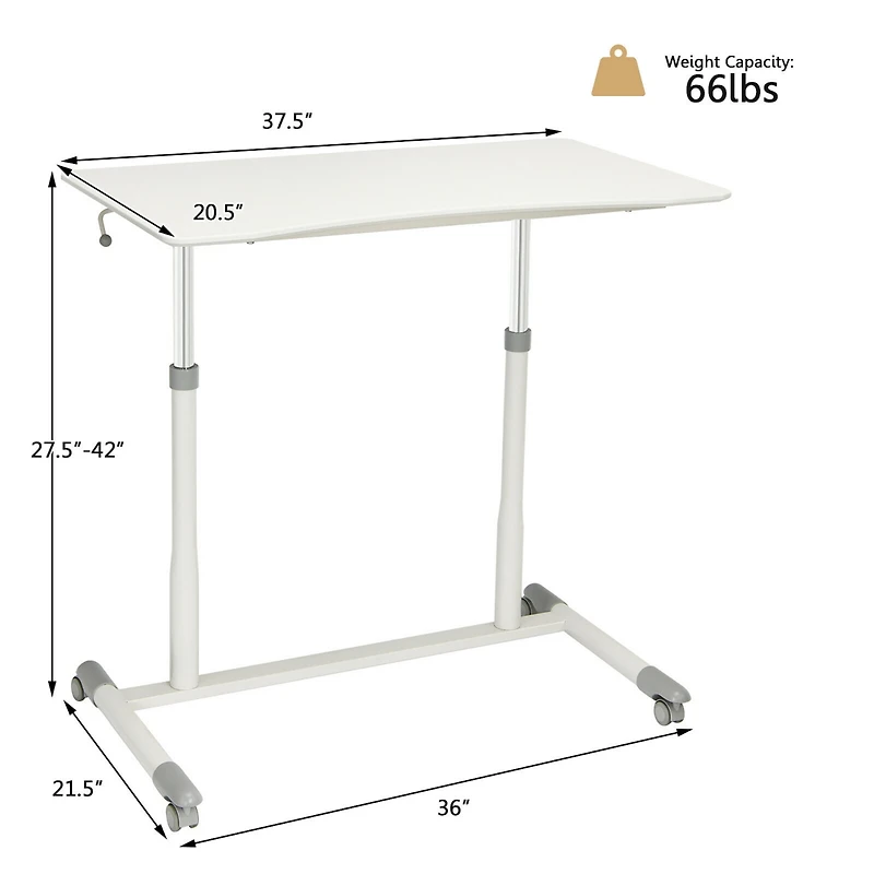 Costway Height Adjustable Computer Desk Sit to Stand Rolling Table