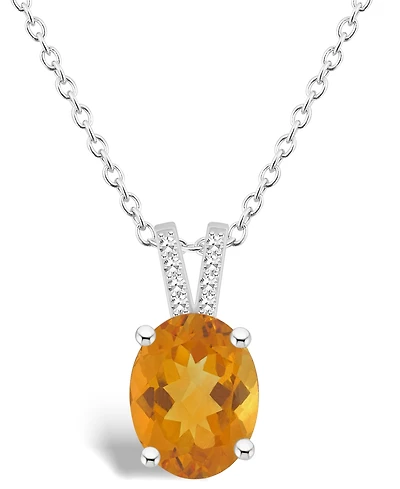 Macy's Women's Citrine (2-1/2 ct.t.w.) and Diamond Accent Pendant Necklace in Sterling Silver