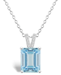 Macy's Women's Sky Blue Topaz (4-1/4 ct.t.w.) and Diamond Accent Pendant Necklace in Sterling Silver