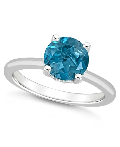 Macy's Women's London Blue Topaz (2-2/5 ct.t.w.) and Diamond Accent Ring Sterling Silver