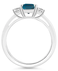Macy's Women's London Blue Topaz (2 ct.t.w.) and White (3/4 3-Stone Ring Sterling Silver