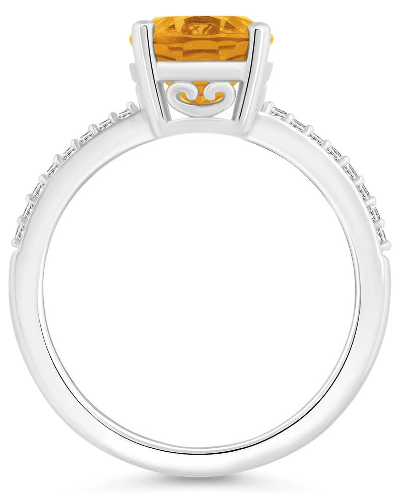 Macy's Women's Citrine (2-1/2 ct.t.w.) and Diamond (1/10 Ring Sterling Silver