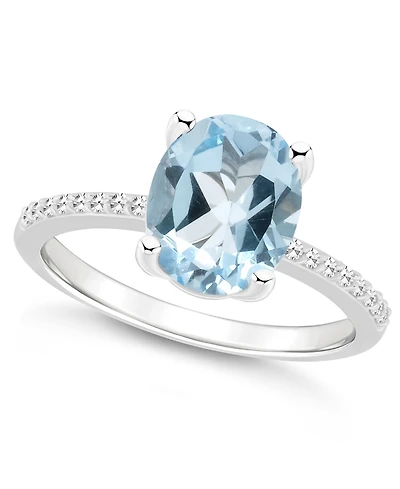 Macy's Women's Sky Blue Topaz (3-3/5 ct.t.w.) and Diamond (1/10 Ring Sterling Silver