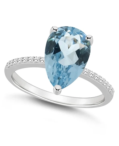 Macy's Women's Sky Blue Topaz (3-2/3 ct.t.w.) and Diamond (1/10 Ring Sterling Silver