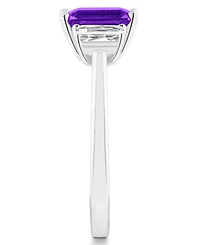 Macy's Women's Amethyst (1-3/5 ct.t.w.) and White Topaz (3/4 3-Stone Ring Sterling Silver