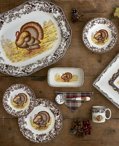 Spode Woodland Turkey Salad Plates, Set of 4
