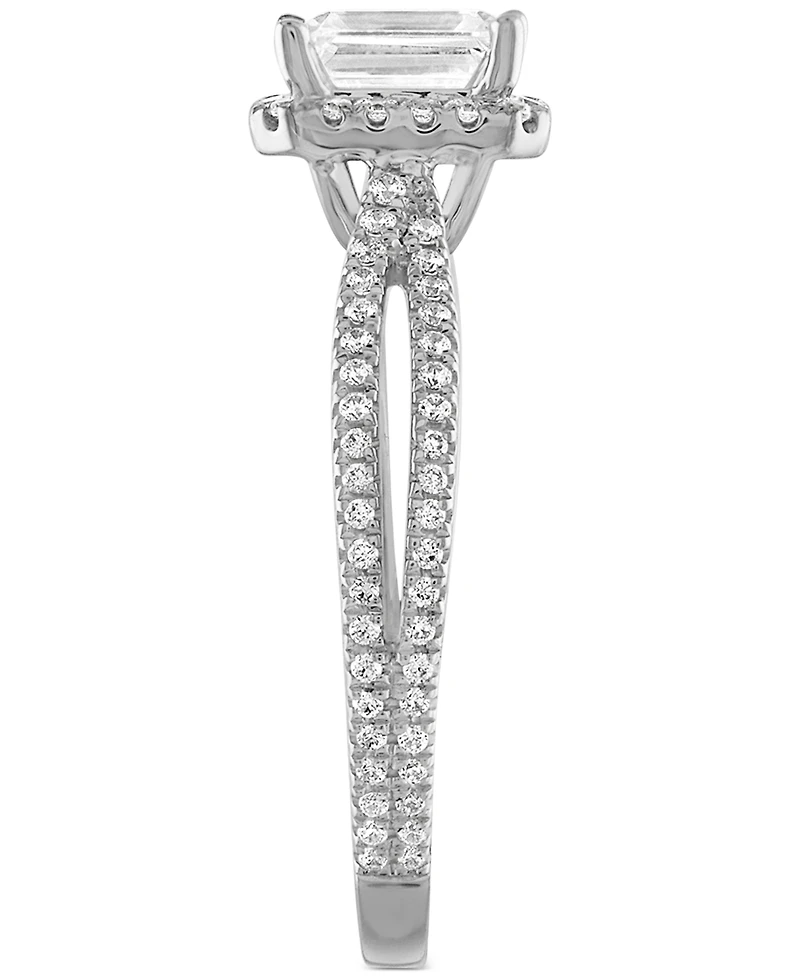 Alethea Certified Diamond Emerald-Cut Engagement Ring (7/8 ct. t.w.) in 14k White Gold featuring diamonds with the De Beers Code of Origin, Created fo