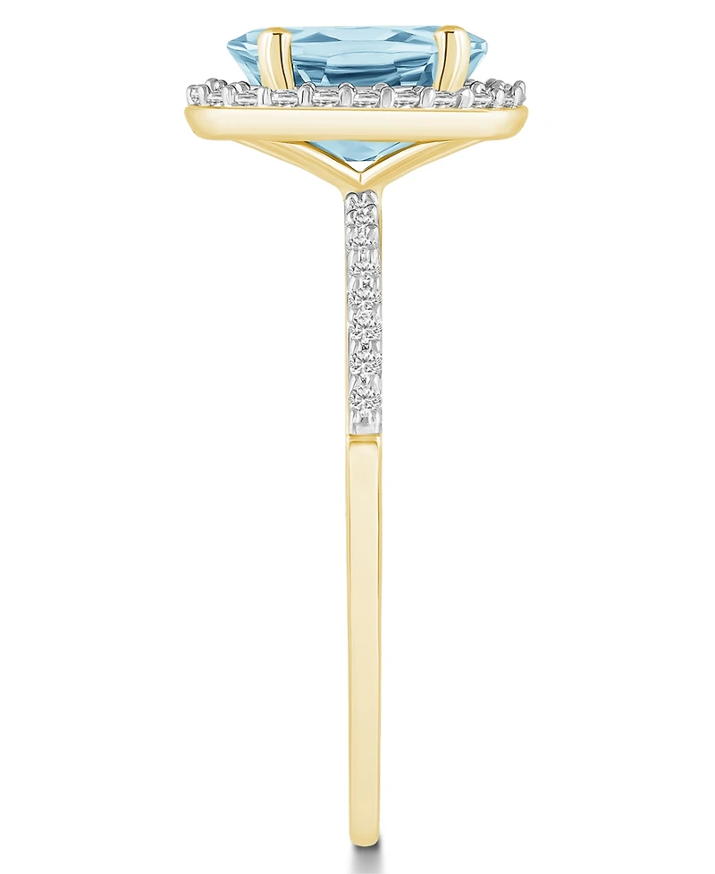 Lab-Grown Spinel Aquamarine (1-1/4 ct. t.w.) and Sapphire (1/5 Halo Ring 10K Gold