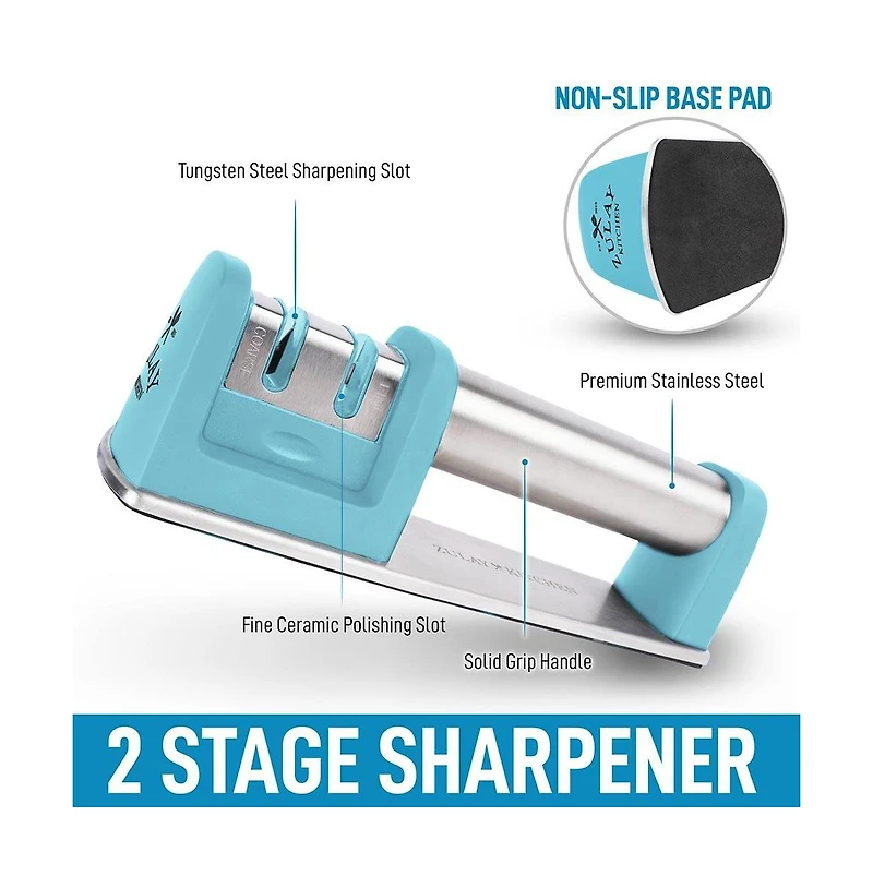 Premium Quality Knife Sharpener for Straight and Serrated Knives Stainless Steel Ceramic and Tungsten