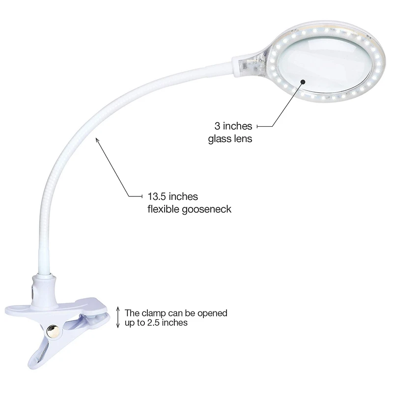 Brightech LightView Flex Led Clamp Magnifier Desk Lamp - (1.75x) 3 Diopter
