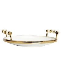 Classic Touch Flat Round Plate with Beaded Design, 11"D x 2"