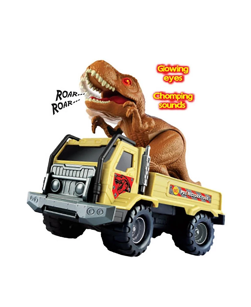 PreHistoric Times Trex Transporter Light Sounds Children's Play Truck Dinosaur Figurine