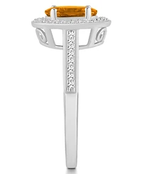 Macy's Citrine (1-1/5 ct. t.w.) and Diamond (1/5 Halo Ring Sterling Silver