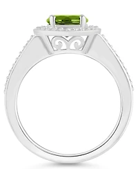 Macy's Peridot (1-1/2 ct. t.w.) and Diamond (1/5 Halo Ring Sterling Silver