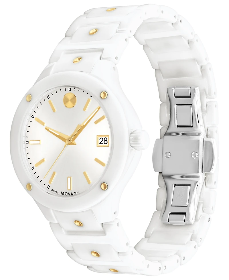 Movado Women's Se Swiss Quartz Ceramic Yellow Pvd Bracelet Watch 33mm