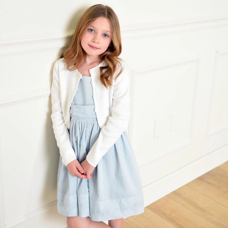 Hope & Henry Girls Cropped Curved Hem Cardigan