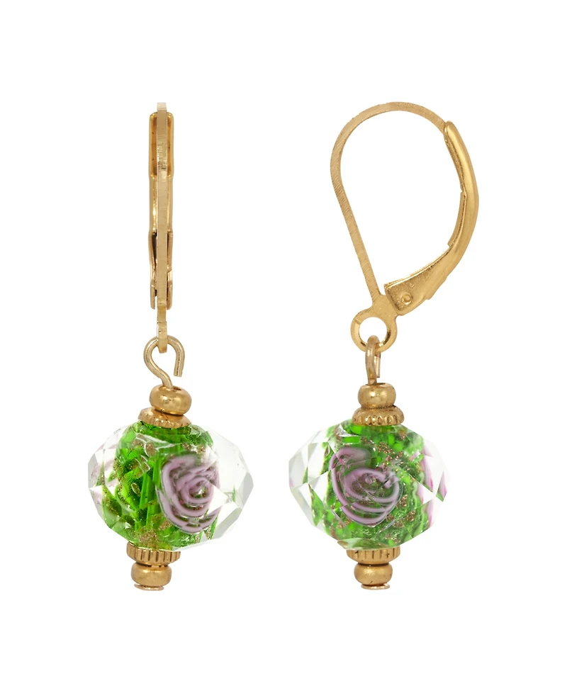 2028 Clear Crystal Green Flower Earrings