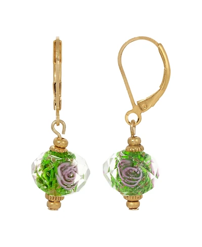 2028 Clear Crystal Green Flower Earrings
