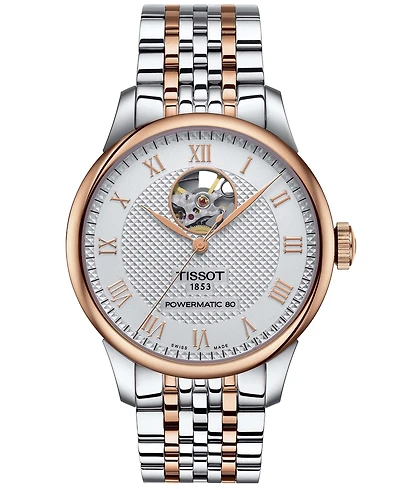 Tissot Men's Swiss Automatic Le Locle Powermatic 80 Open Heart Two Tone Stainless Steel Bracelet Watch 39mm