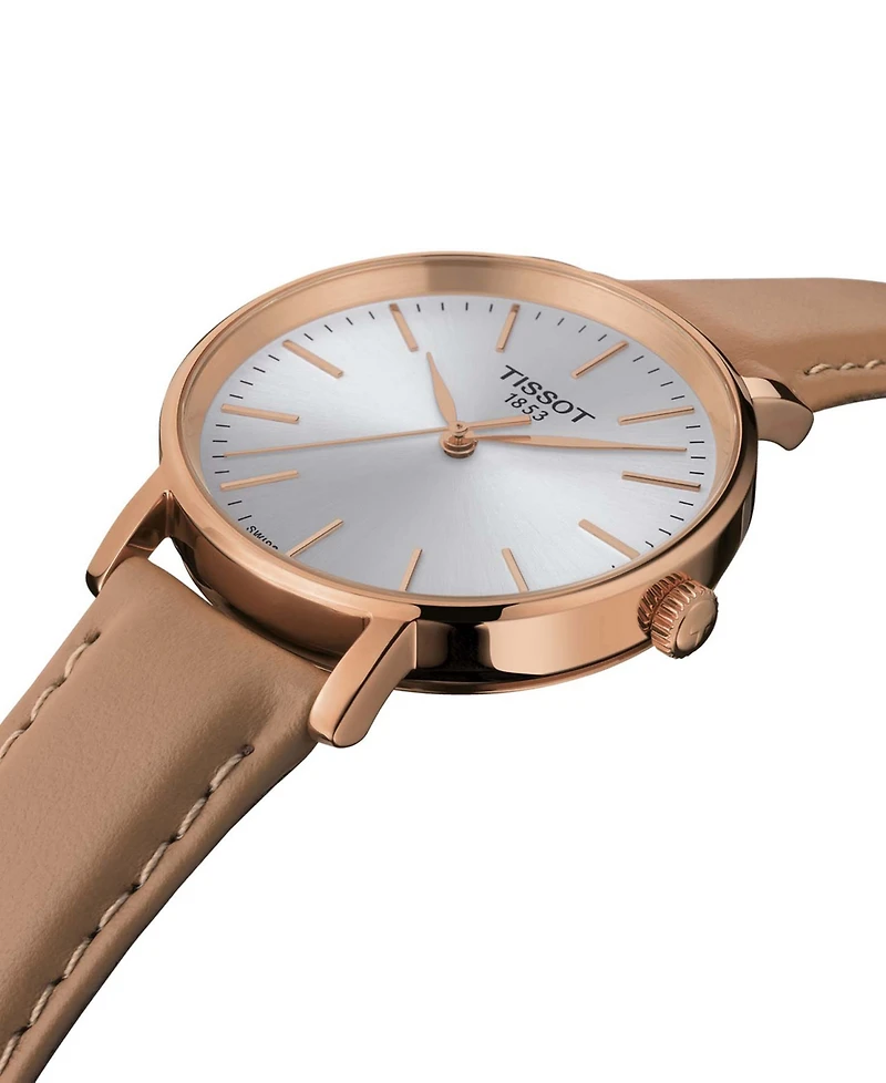 Tissot Women's Swiss Everytime Beige Leather Strap Watch 34mm